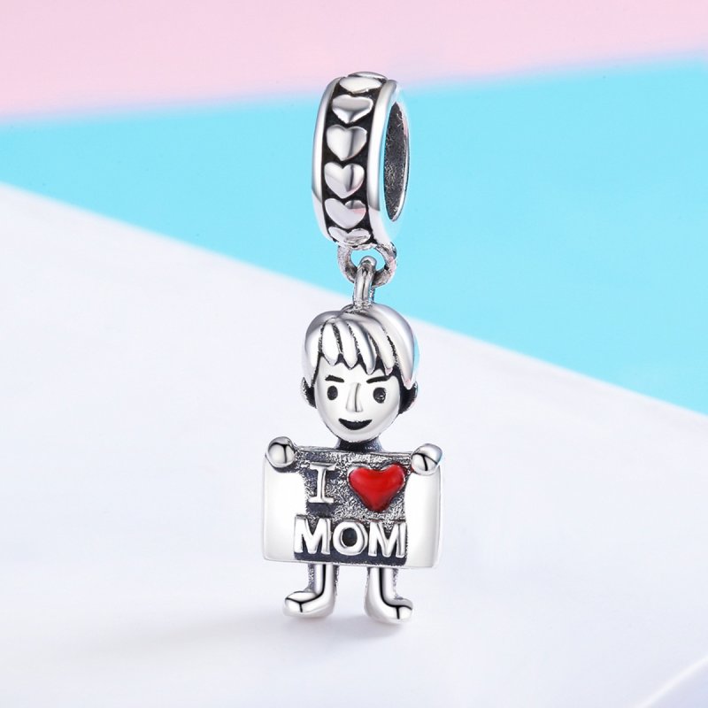 (kuva) Pandora-tyylinen hopeinen I Love Mom -riipus - SCC691 - Näytä 4
