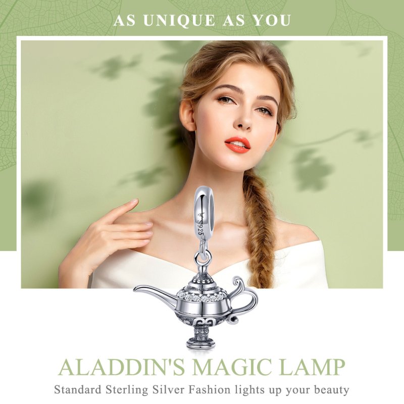 (kuva) Pandora-tyylinen hopeinen Aladdinin lamppu riipus - SCC703 - Näytä 6