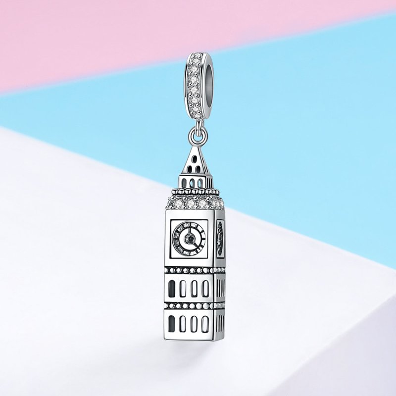 (kuva) Pandora-tyylinen hopeinen Iso-Britannia Big Ben -riipus - SCC868 - Näytä 2