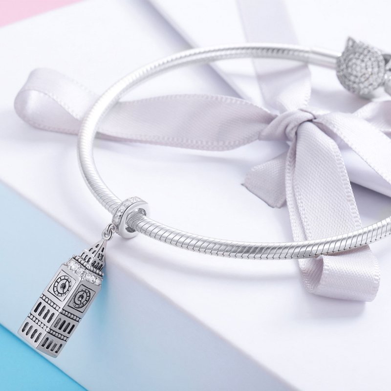 (kuva) Pandora-tyylinen hopeinen Iso-Britannia Big Ben -riipus - SCC868 - Näytä 4