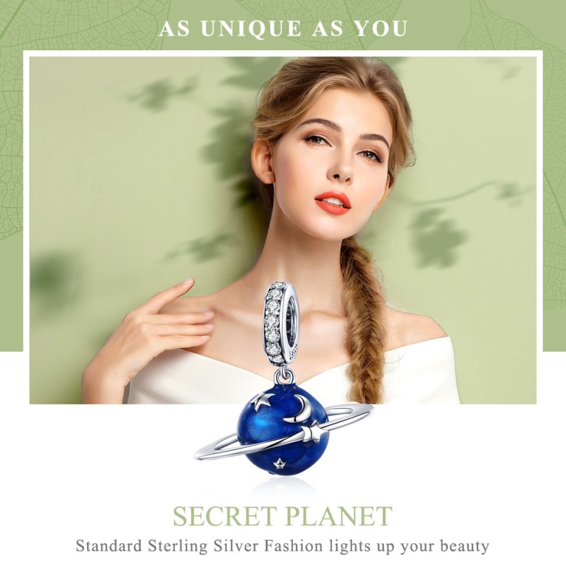(kuva) Pandora-tyylinen Hopea Secret Planet -riipus - SCC933 - Näytä 6
