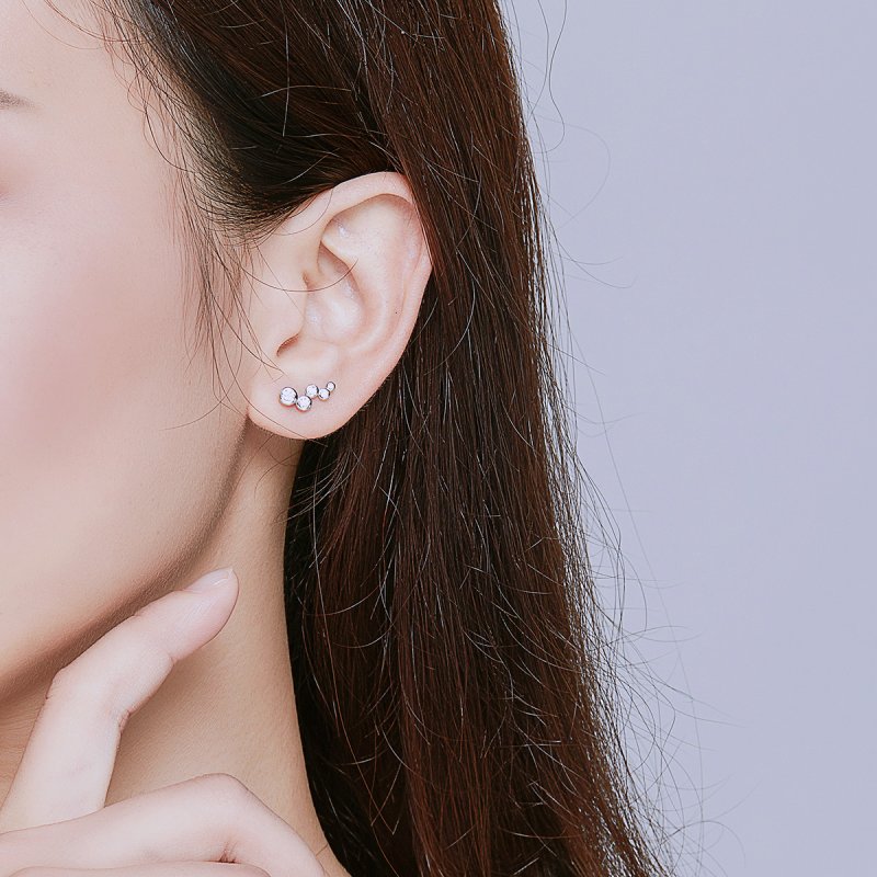 (kuva) Pandora-tyyliset Hopeiset Kiiltävät Eleganssi Korvikorvakorut - BSE235 - Näytä 5