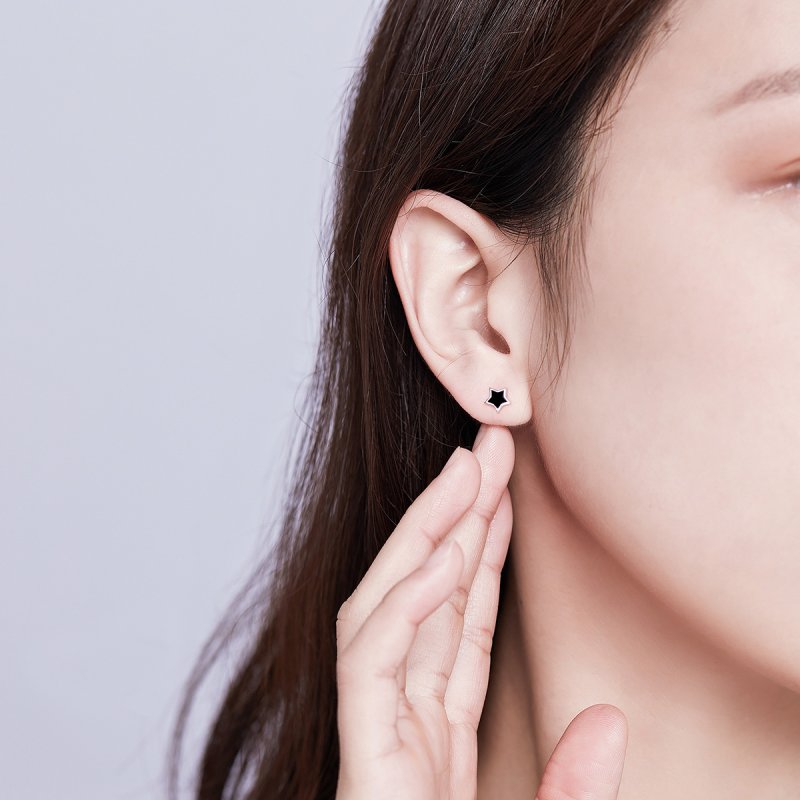 (kuva) Pandora-tyyliset Hopeatähdet Korvikorvakorut - BSE275 - Näytä 5
