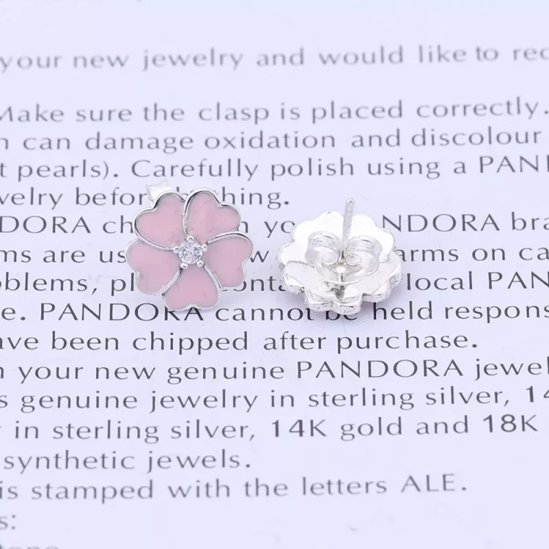 (kuva) PANDORA nappikorvakorut - Valkoinen Primrose Kukka - Näytä 3