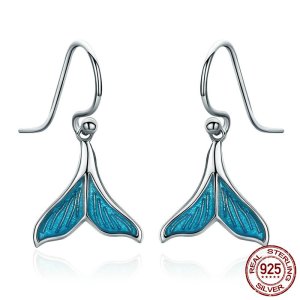 (kuva) Pandora-tyyliset hopeiset fishtail-korvakorut - SCE065