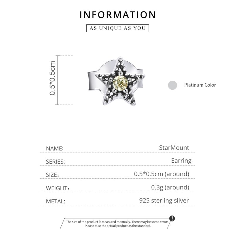 (kuva) Pandora-tyyliset hopeiset Single Starmount -korvakorut - SCE1066 - Näytä 3