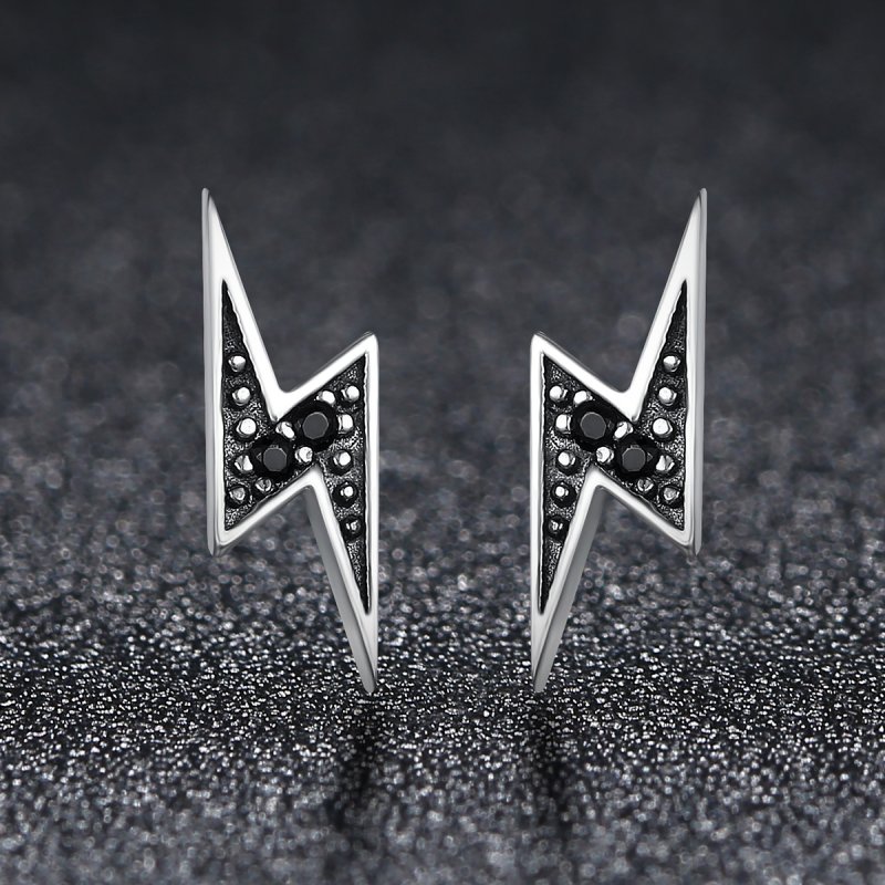 (kuva) Pandora Style Silver Lightning Stud Earrings - SCE156 - Näytä 3