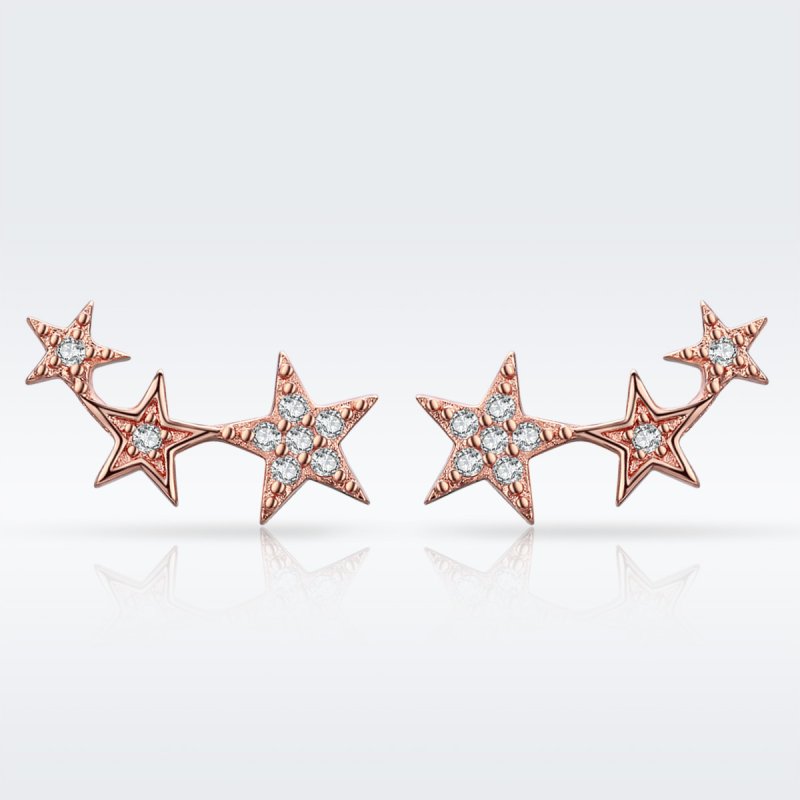 (kuva) Pandora-tyyliset Rose Gold Secrets of Stars -korvakorut - SCE291 - Näytä 4