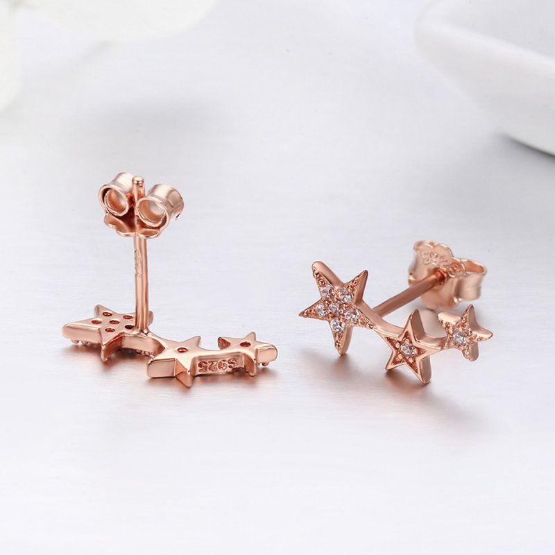 (kuva) Pandora-tyyliset Rose Gold Secrets of Stars -korvakorut - SCE291 - Näytä 6