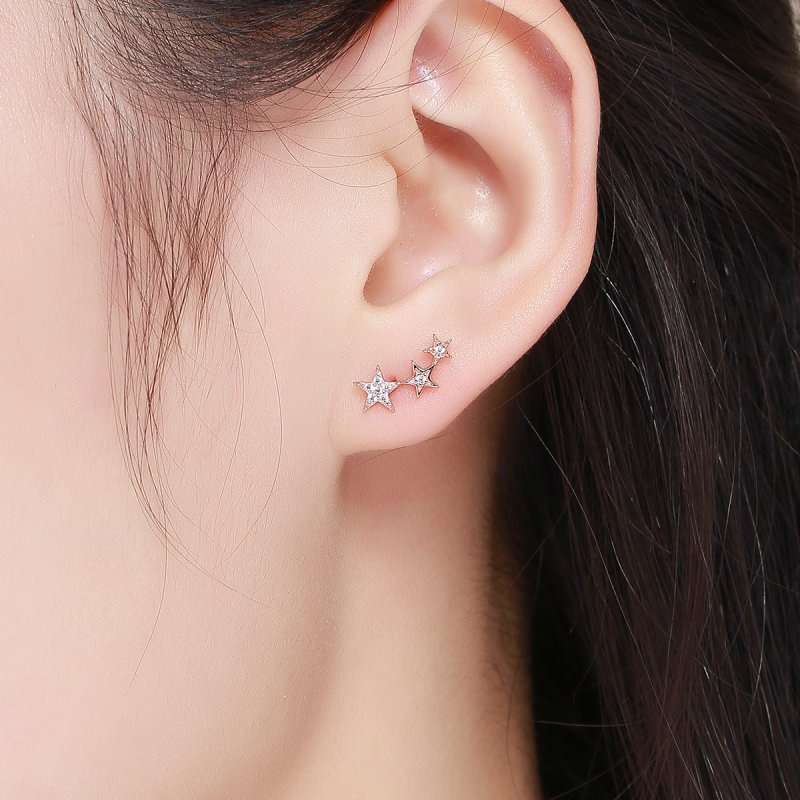 (kuva) Pandora-tyyliset Rose Gold Secrets of Stars -korvakorut - SCE291 - Näytä 7
