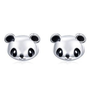 (kuva) Pandora-tyyliset Hopeaset Söpöt Panda Korvakorut - SCE386