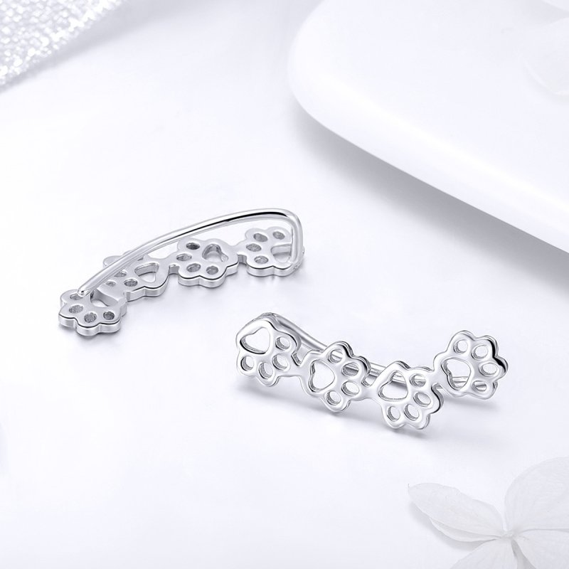 (kuva) Pandora Style Silver Paw Trail Stud Earrings - SCE430 - Näytä 4