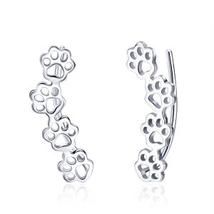 (kuva) Pandora Style Silver Paw Trail Stud Earrings - SCE430