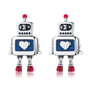 (kuva) Pandora-tyyliset Hopeiset Robotikorvakorut - SCE477