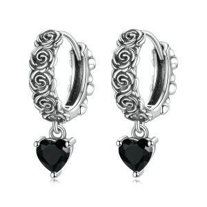 (kuva) Pandora-tyyliset Night Rose -korvarenkaat - BSE535