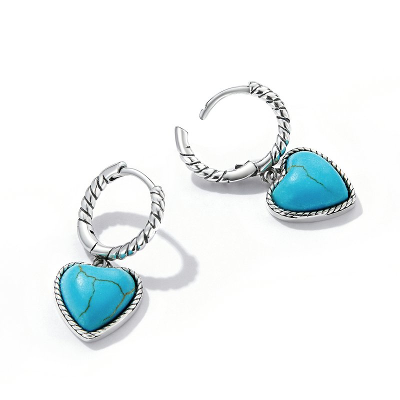 (kuva) Pandora-tyyliset Love Turquoise -korvarenkaat - BSE589 - Näytä 4