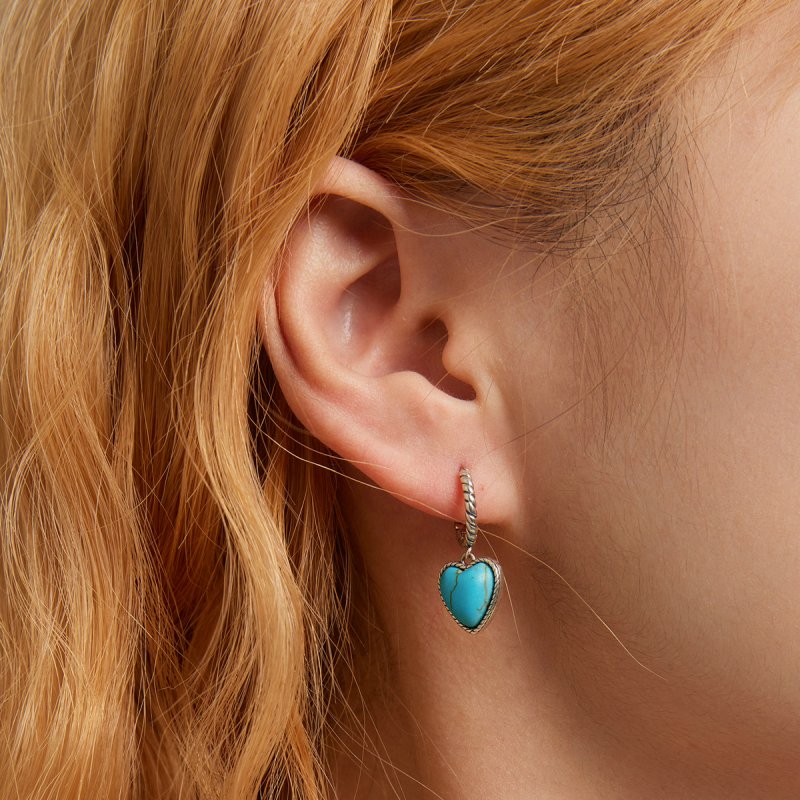 (kuva) Pandora-tyyliset Love Turquoise -korvarenkaat - BSE589 - Näytä 6