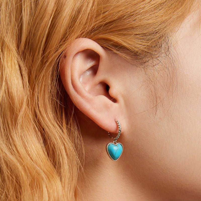 (kuva) Pandora-tyyliset Love Turquoise -korvarenkaat - BSE589 - Näytä 7