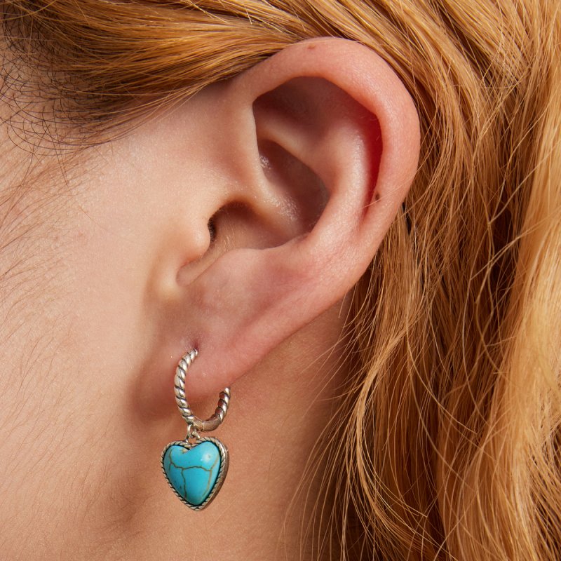 (kuva) Pandora-tyyliset Love Turquoise -korvarenkaat - BSE589 - Näytä 8