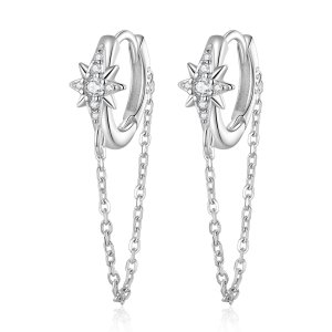 (kuva) Pandora Style Mans Star Hoop Earrings - BSE699