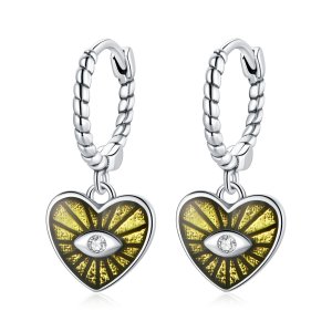 (kuva) Pandora Style Love Devil Eyes - Sitruunankeltain Renkaan korvakorut - SCE1270-YE