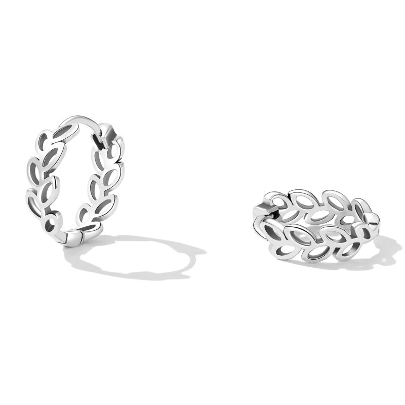 (kuva) Pandora-tyyliset Openwork Out Leaves -korvarenkaat - SCE1461 - Näytä 2