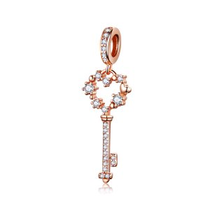 (kuva) Pandora-tyylinen Ruusukulta Luchy Shinning Avain Ripats - SCC1122