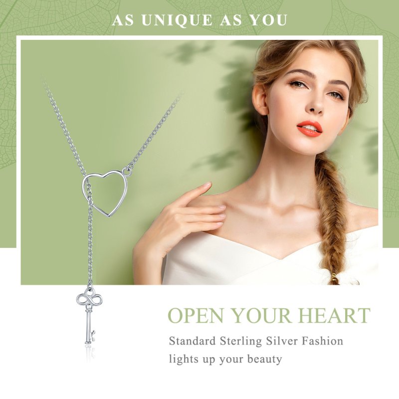 (kuva) Pandora-tyylinen hopea Open Your Heart -kaulakoru - SCN107 - Näytä 3