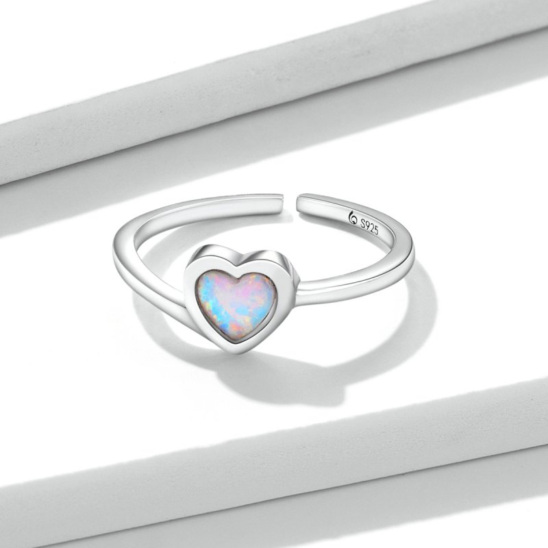 (kuva) Pandora-tyylinen Opal Love Open -sormus - BSR234 - Näytä 4