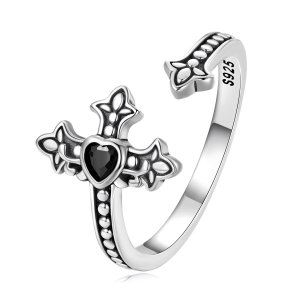 (kuva) Pandora-tyylinen Risti Avokehys Sormus - BSR298
