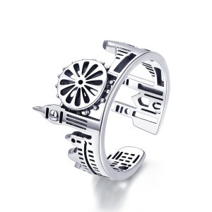(kuva) Pandora-tyylinen Hopea London Open Ring - SCR474