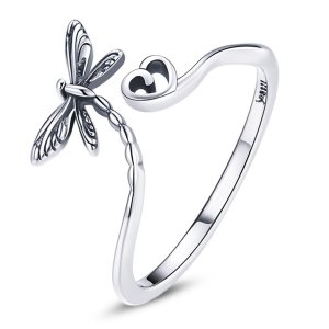 (kuva) Pandora-tyylinen Love Dragonfly Open Ring - SCR734