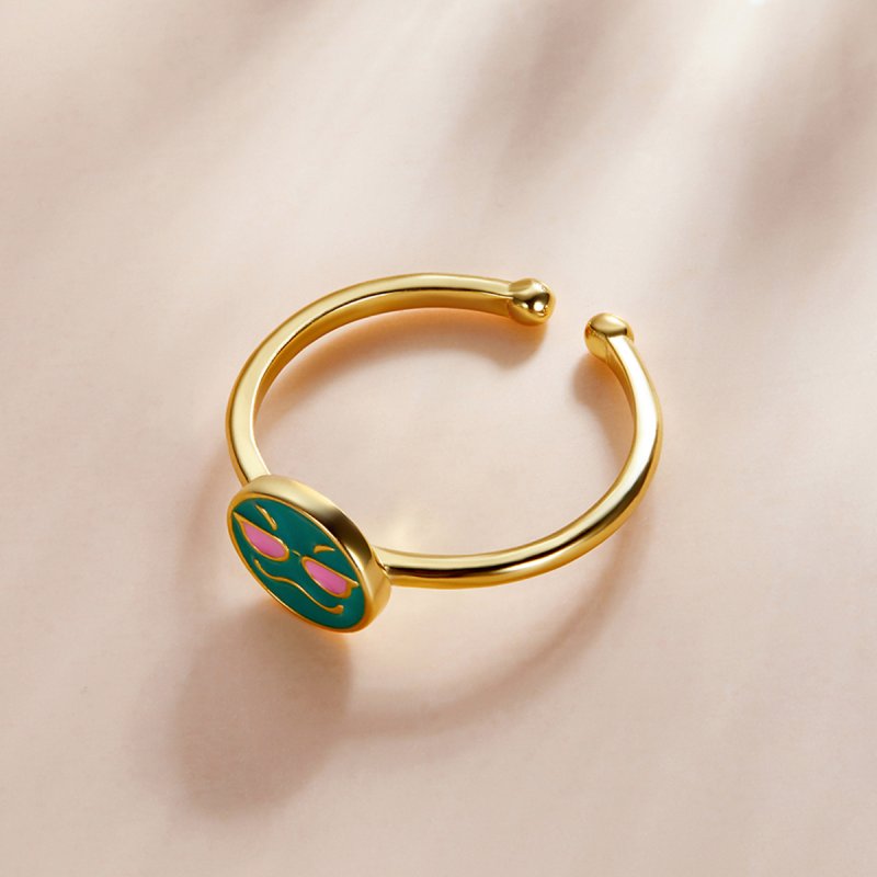 (kuva) Pandora-tyyliset Emoji-korut - Trendikäs Avoin Sormus - SCR737-A - Näytä 2
