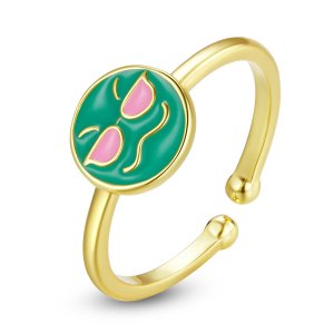 (kuva) Pandora-tyyliset Emoji-korut - Trendikäs Avoin Sormus - SCR737-A