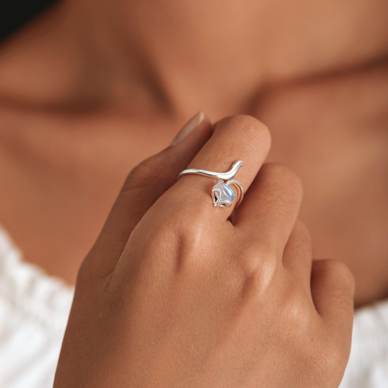 (kuva) Pandora-tyylinen Moonstone Fox Open Ring - SCR756 - Näytä 6