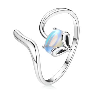 (kuva) Pandora-tyylinen Moonstone Fox Open Ring - SCR756