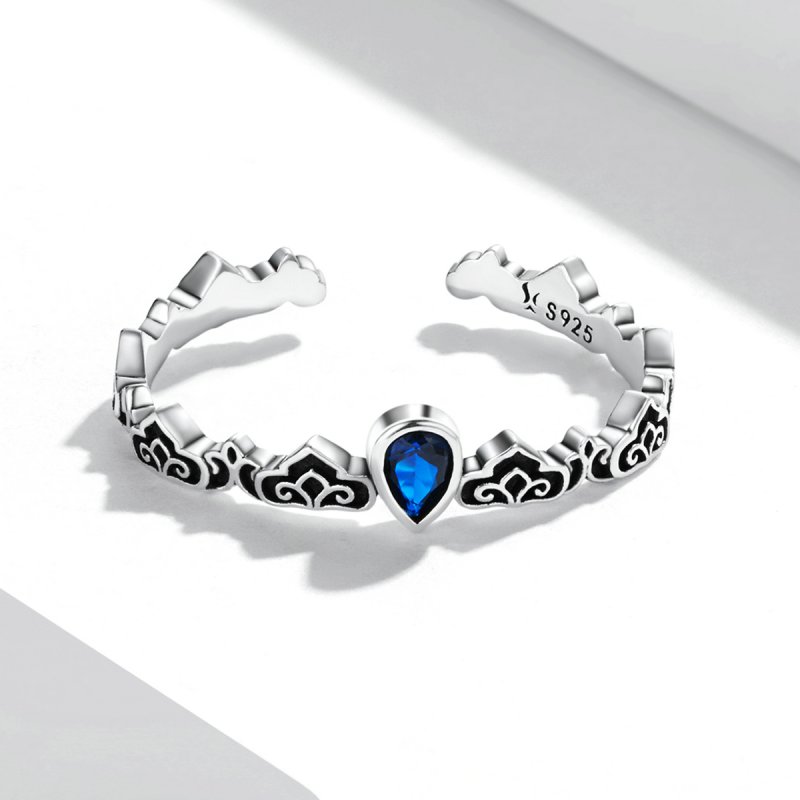 (kuva) Pandora-tyylinen Vintage-kuvio - Pisamainen Sinikivi Avosormus - SCR767 - Näytä 3
