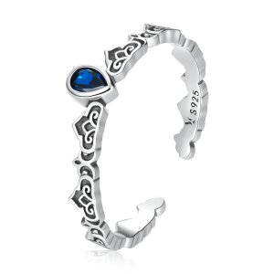 (kuva) Pandora-tyylinen Vintage-kuvio - Pisamainen Sinikivi Avosormus - SCR767