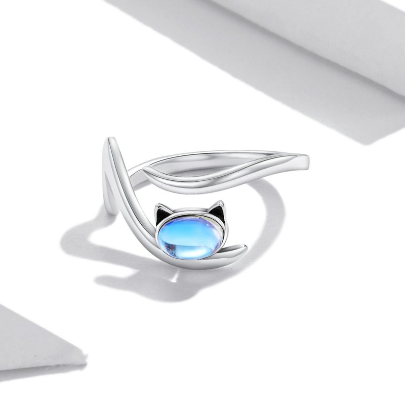 (kuva) Pandora-tyylinen Moonstone-kissa-avorengas - SCR783 - Näytä 3