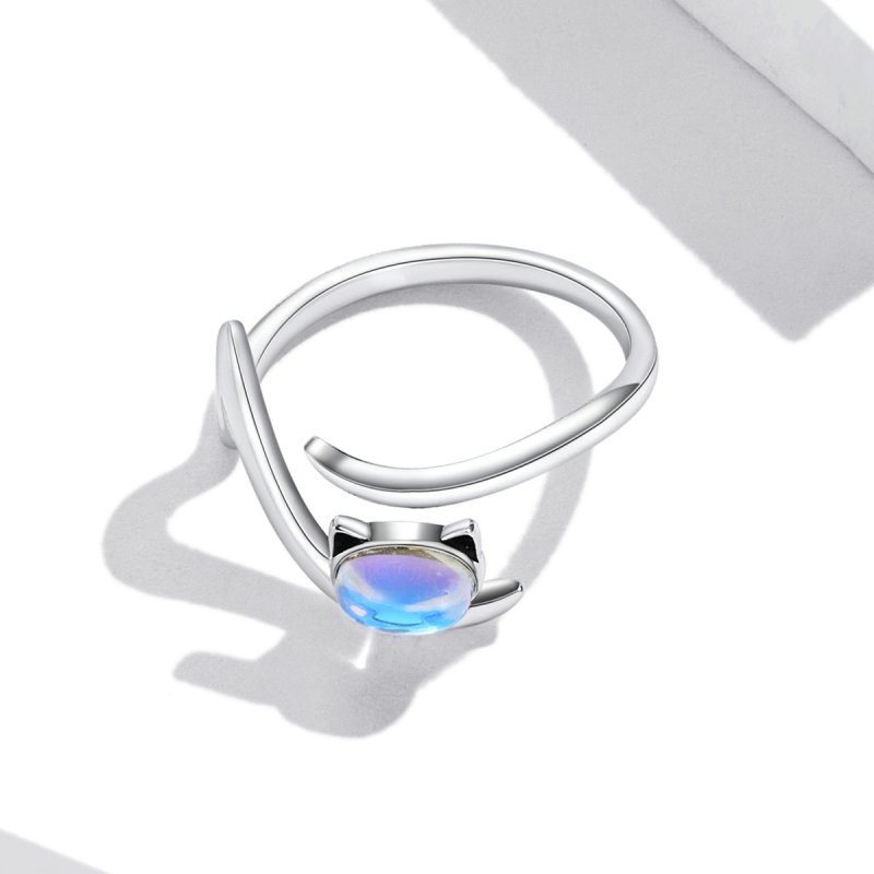 (kuva) Pandora-tyylinen Moonstone-kissa-avorengas - SCR783 - Näytä 4