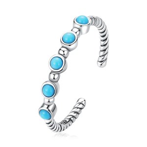 (kuva) Pandora-tyylinen Turkoosi Twist -avorengas - SCR823