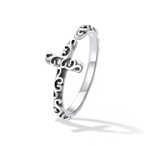 (kuva) Pandora-tyylinen Vintage Cross Open Ring - VSR162
