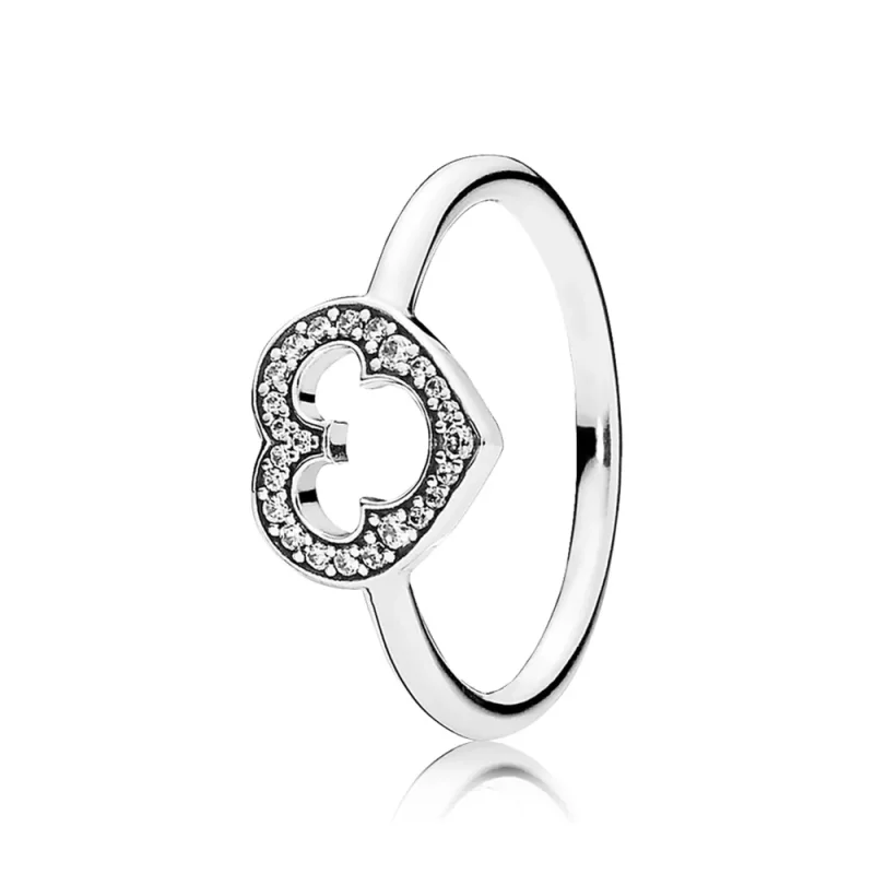 (kuva) Disney heart silver ring Mickey silhouette - 190957CZ - Sormukset | PANDORA
