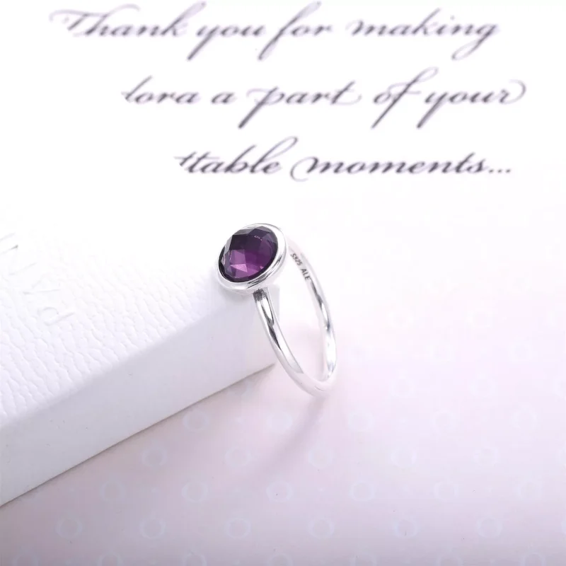 (kuva) PANDORA sormus - Helmikuun Droplet Birthstone - Näytä 3