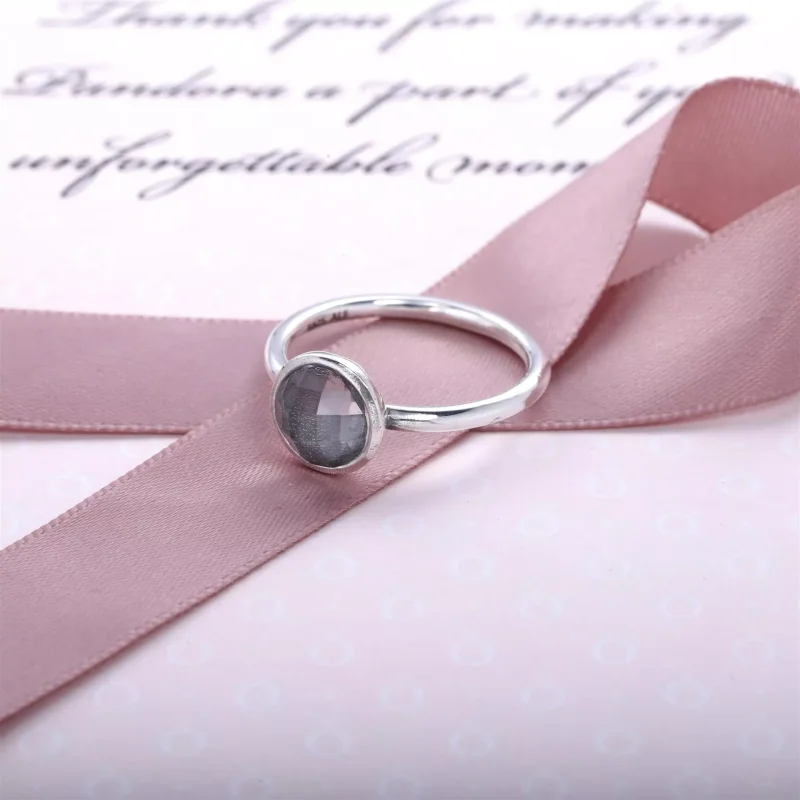 (kuva) PANDORA sormus - Huhtikuun Droplet Birthstone - Näytä 2