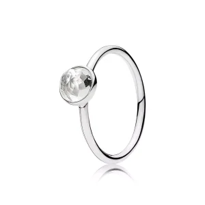 (kuva) PANDORA sormus - Huhtikuun Droplet Birthstone