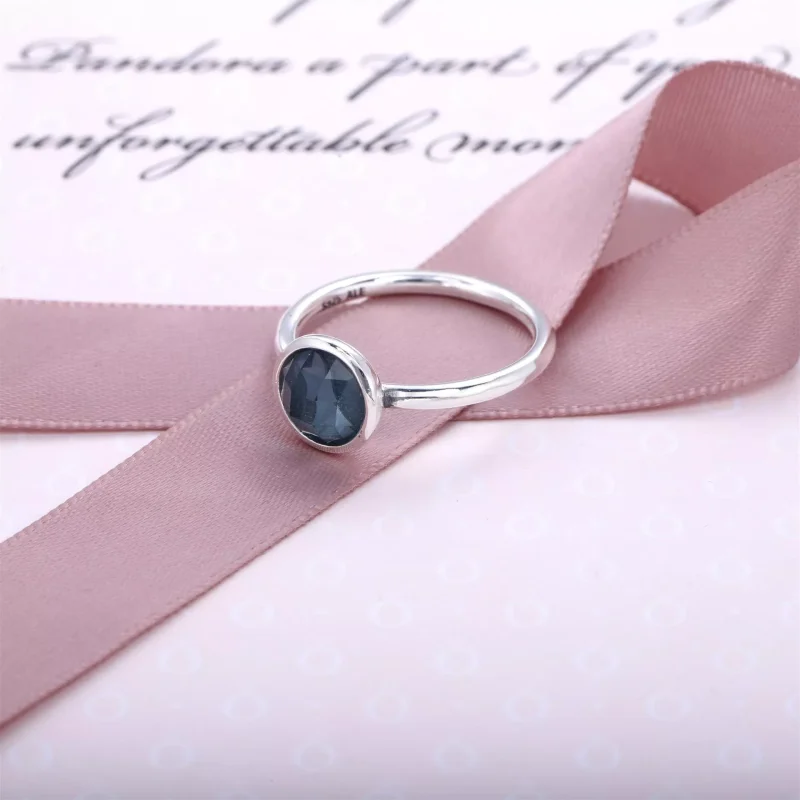 (kuva) PANDORA sormus - Maaliskuun Droplet Birthstone - Näytä 2