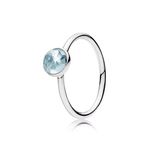 (kuva) PANDORA sormus - Maaliskuun Droplet Birthstone
