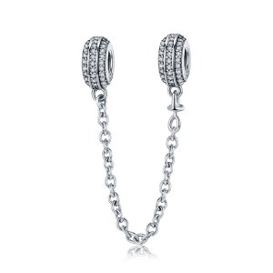 (kuva) Pandora-tyylinen Hopea Pave -turvaketju - SCC812