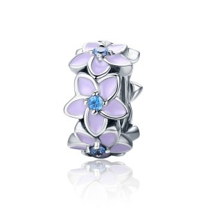 (kuva) Pandora-tyylinen hopea violetit kukat välihelmi - SCC601